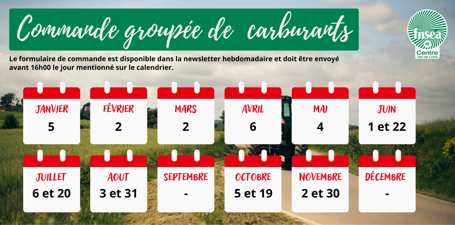 Fnsea 18 calendrier commande carburant